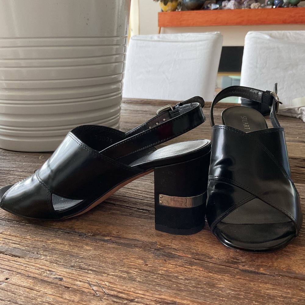 Stuart Weitzman Black Heels with Chunky Block Heel